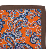 Dark Orange Large Paisley Silk Pocket Square